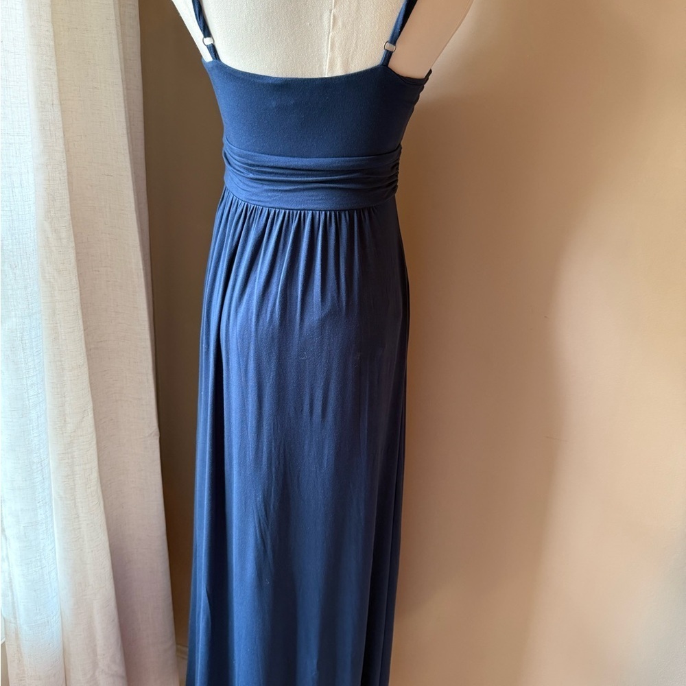 NWOT Moulinette Soeurs Blue Ruched Tie Front Maxi Dress - Picture 2 of 3